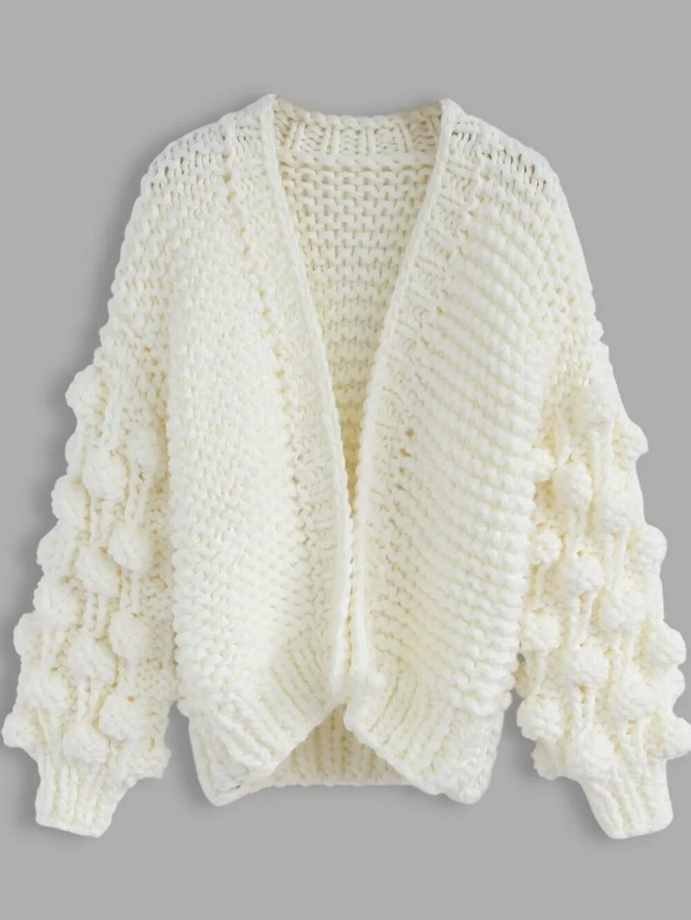 Chicwish Cuteness on Sleeves Chunky Cardigan in White Bubble Knit Euc